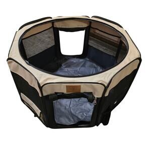 PRECISION PET FOLDABLE DOG PLAYPEN WITH ZIPPERED ENTRY AND MESH WINDOW  PANELS